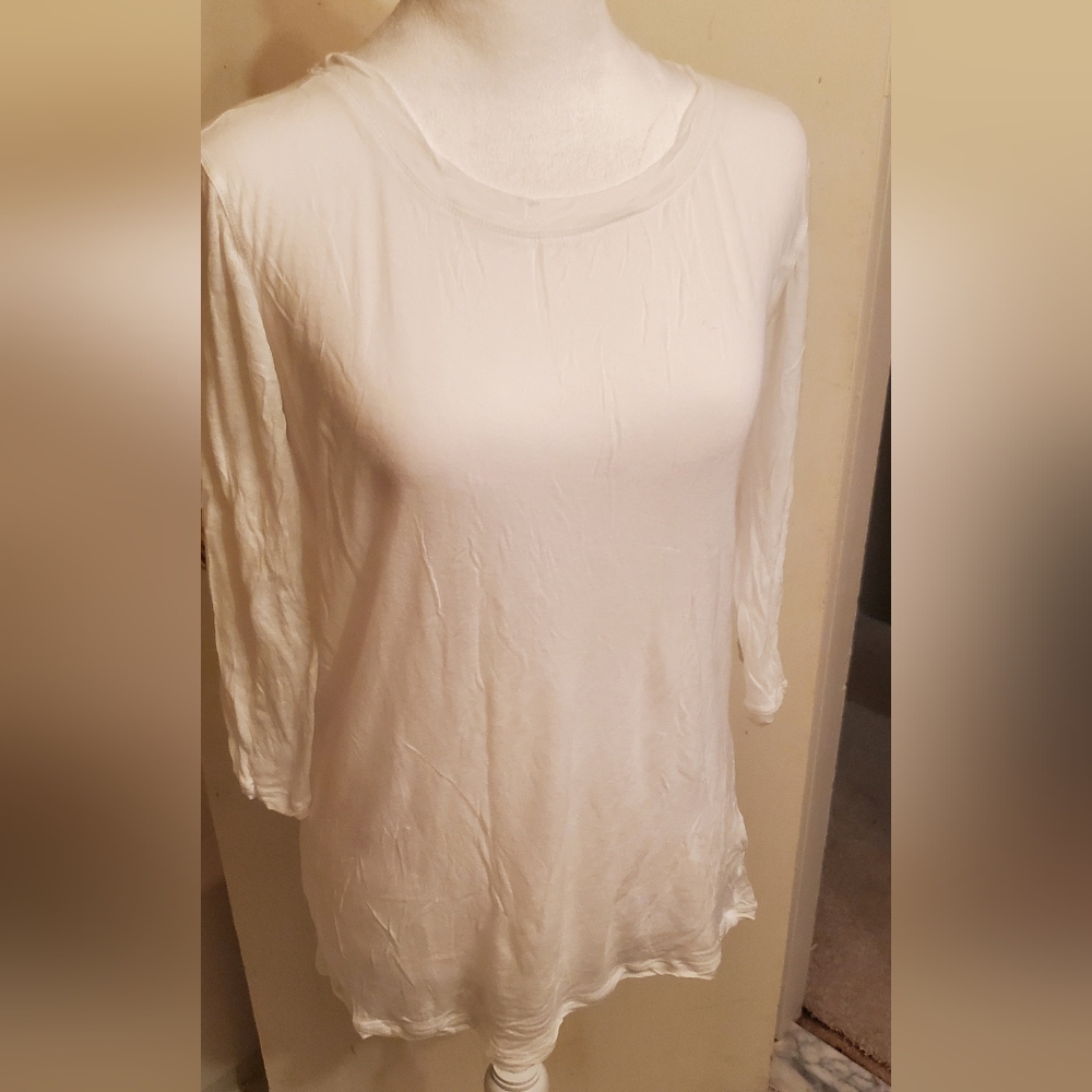 CAbi style# 323 Sheer Tee sz Large,  white 100% Modal